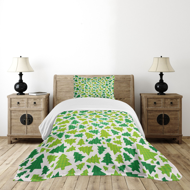 Fir Tree Silhouettes Bedspread Set