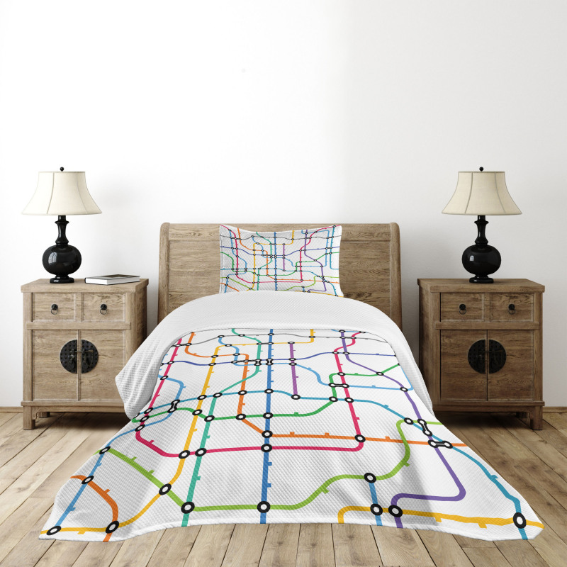 Colorful Lines Metro Scheme Bedspread Set
