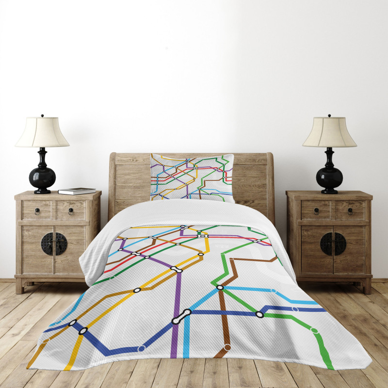 Vibrant Striped Metro Route Bedspread Set