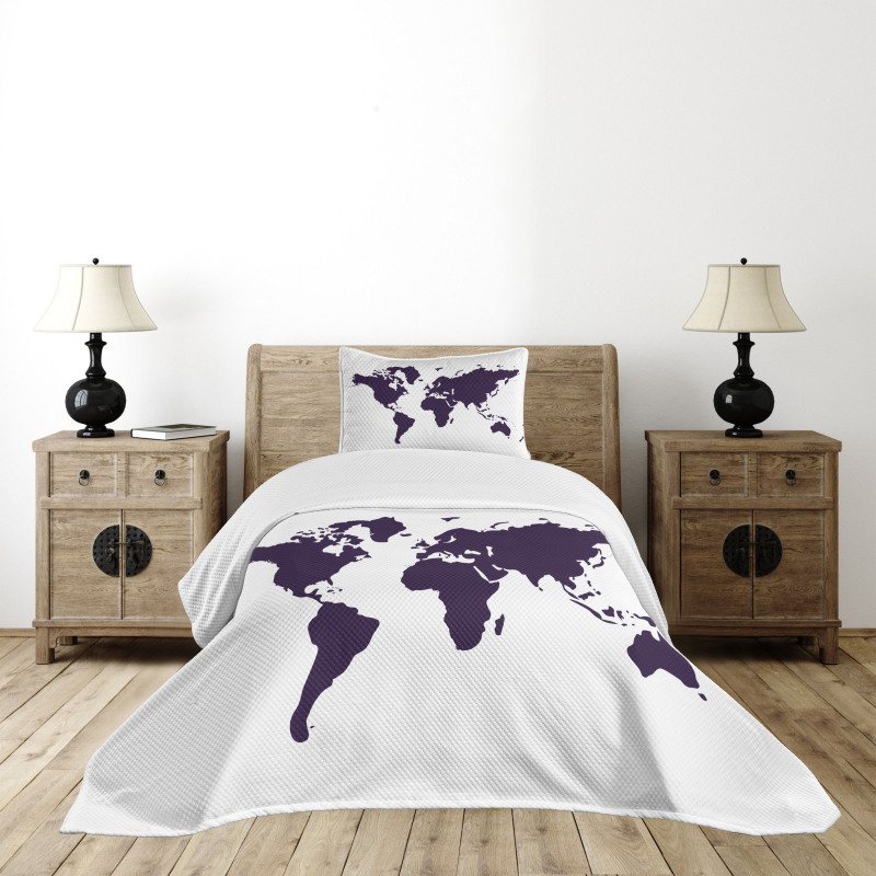 Vivid Indigo World Graphic Bedspread Set