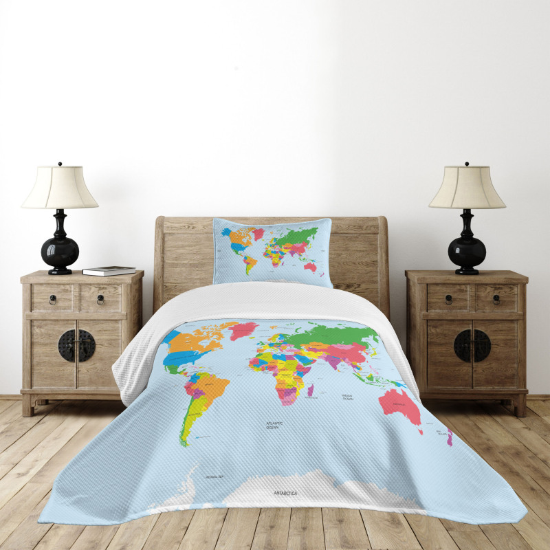 Colorful Political World Bedspread Set