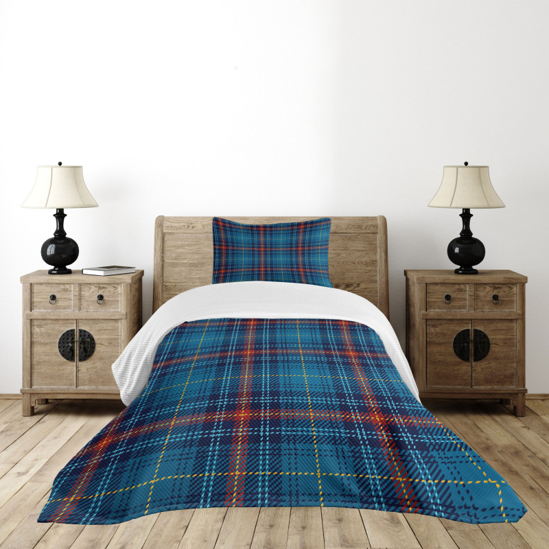 Thin Lines in Blue Bedspread Set