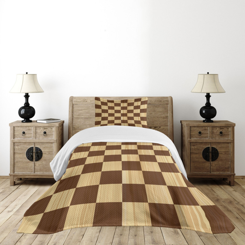 Checkerboard Wooden Bedspread Set