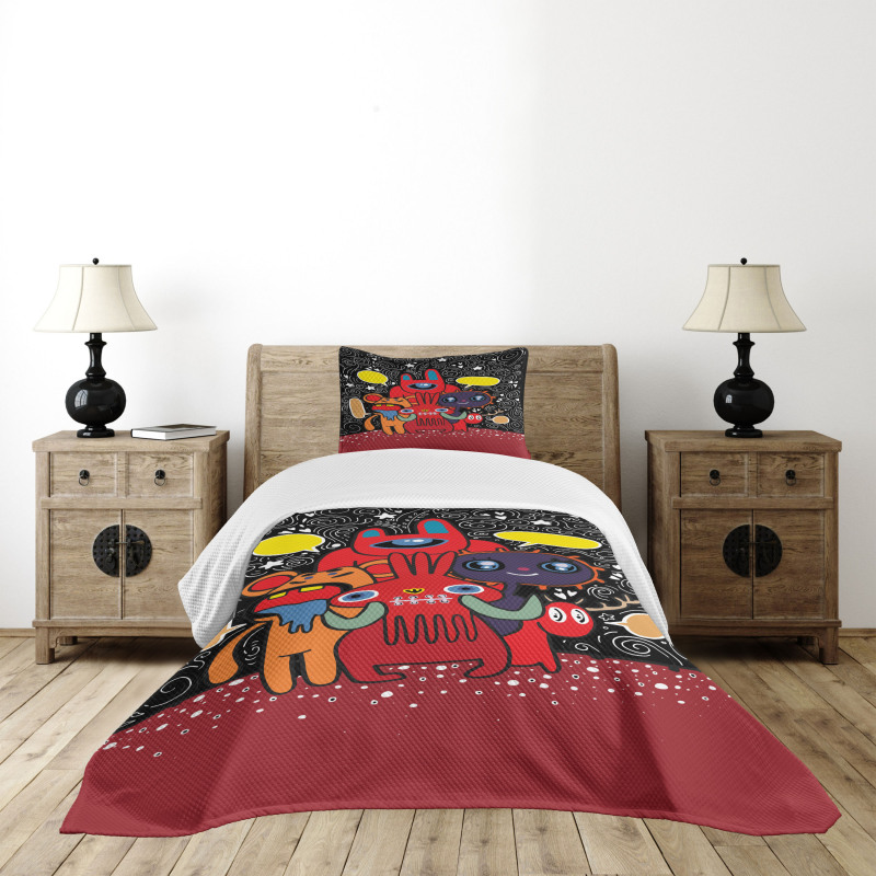 Monster Funny Characters Bedspread Set