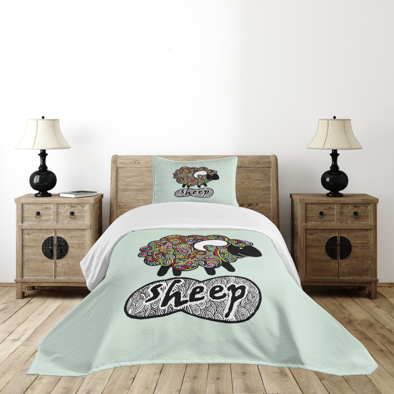 Hipster Doodle Fun Sheep Bedspread Set