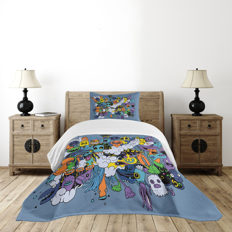 Funky Monsters Society Bedspread Set