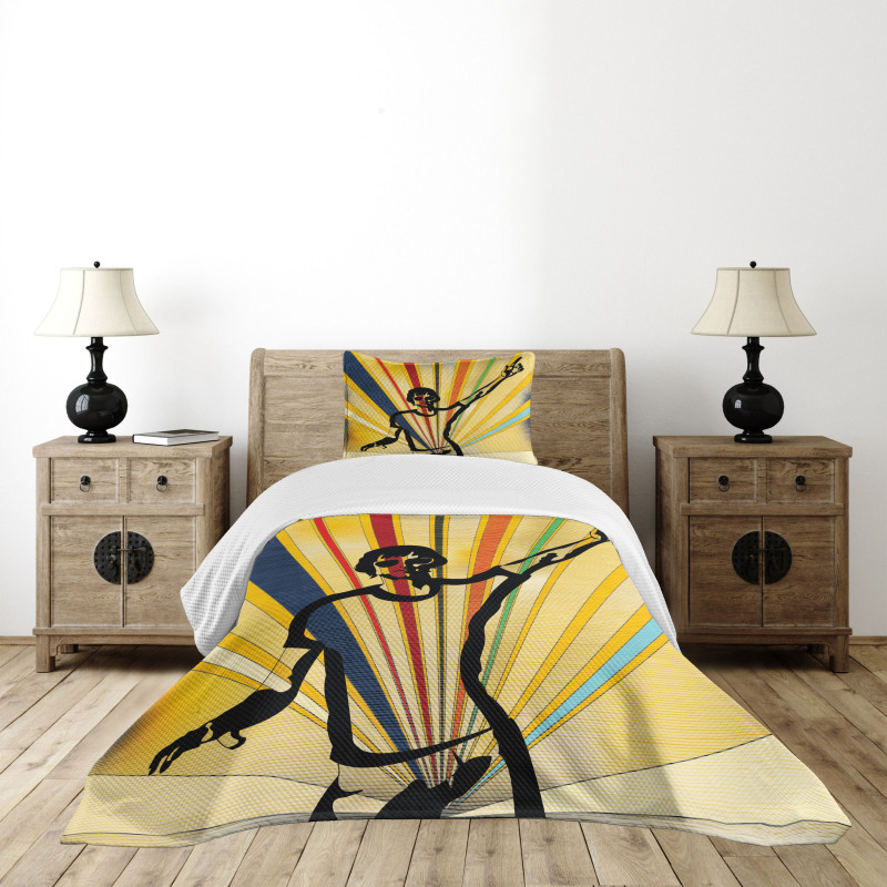 Retro DJ Colorful Disco Bedspread Set