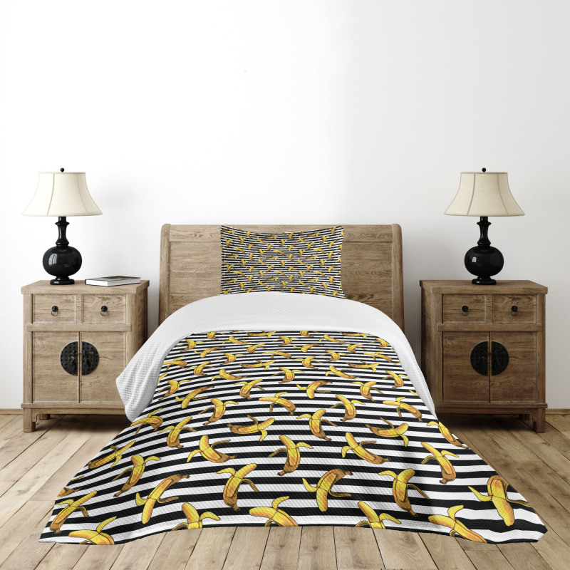 Stripes Tropical Bananas Bedspread Set