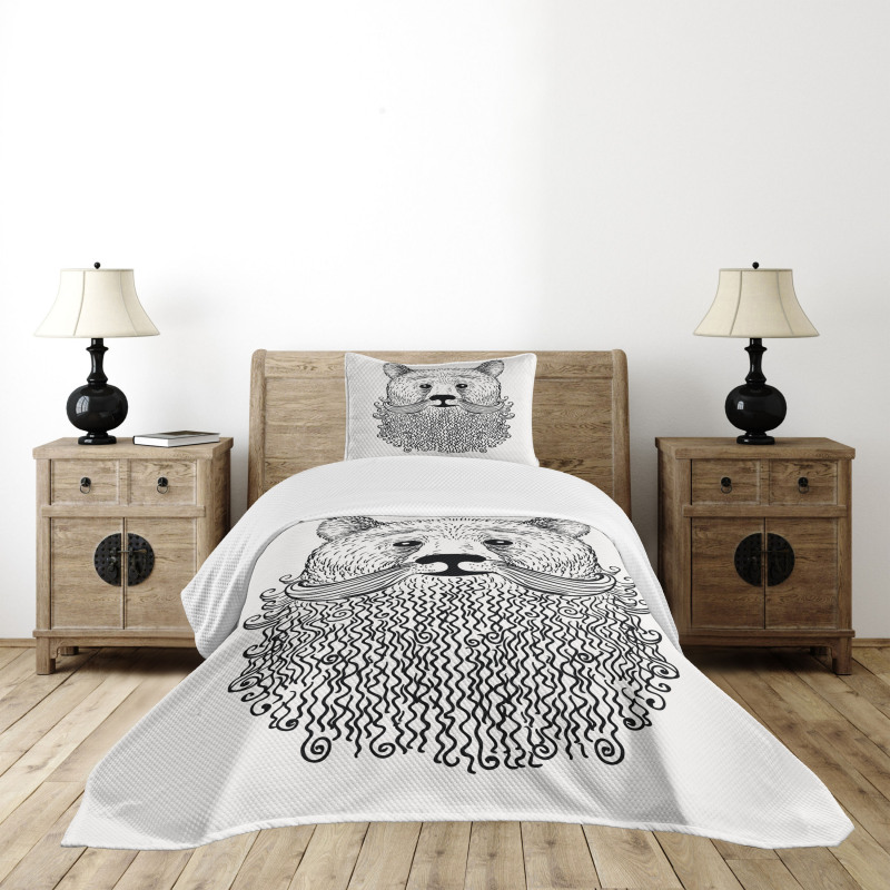Doodle Bear with Beard Bedspread Set