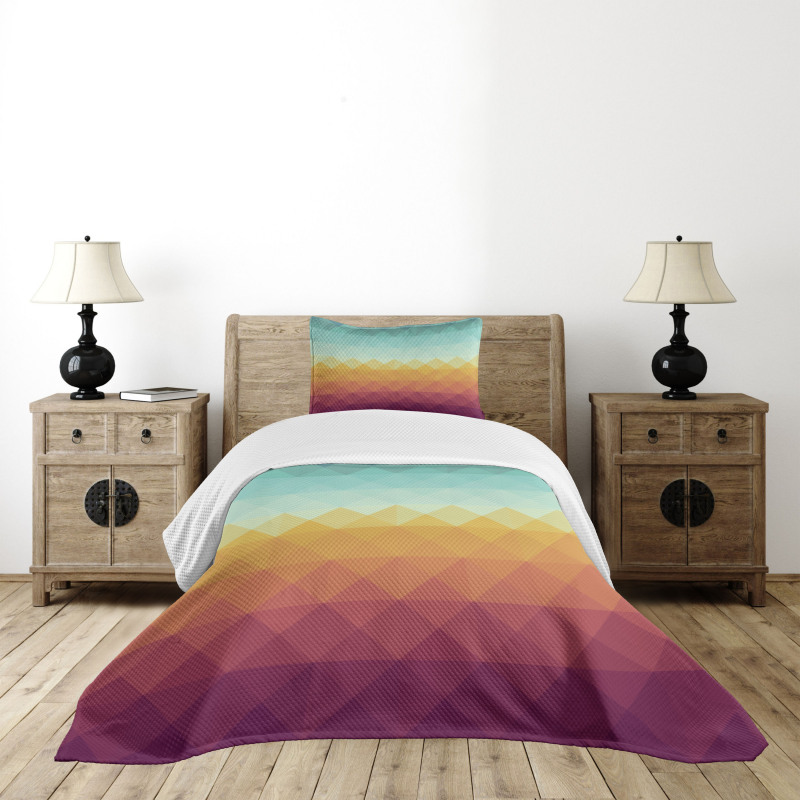 Abstract Checkered Pastel Bedspread Set