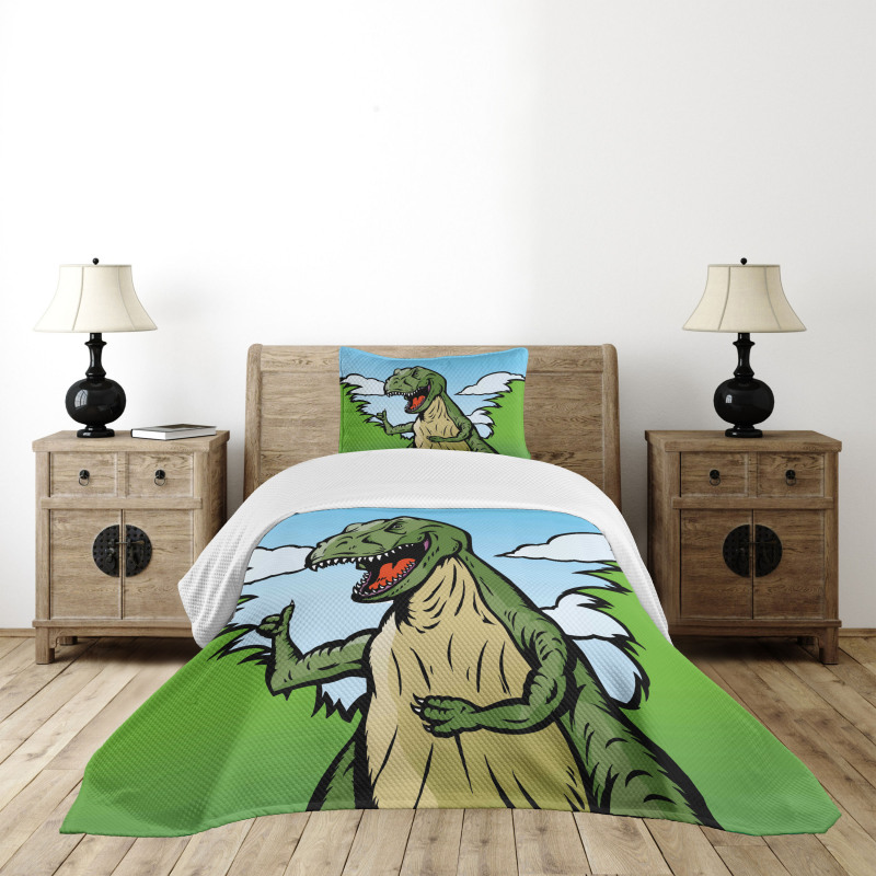 Cartoon T-Rex Funny Bedspread Set