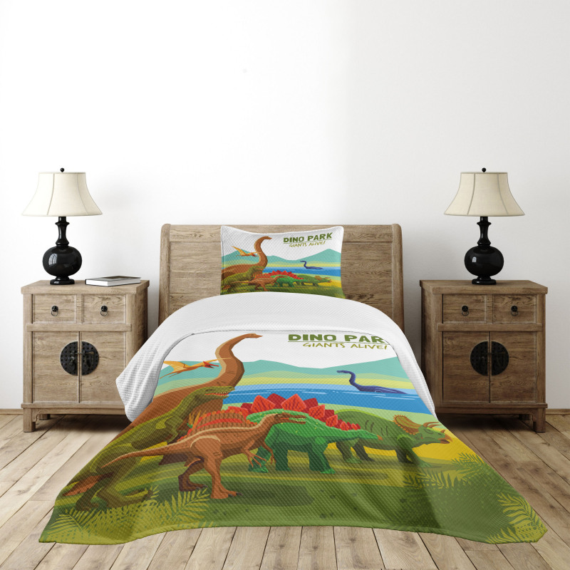 Dino Park Alive Theme Bedspread Set