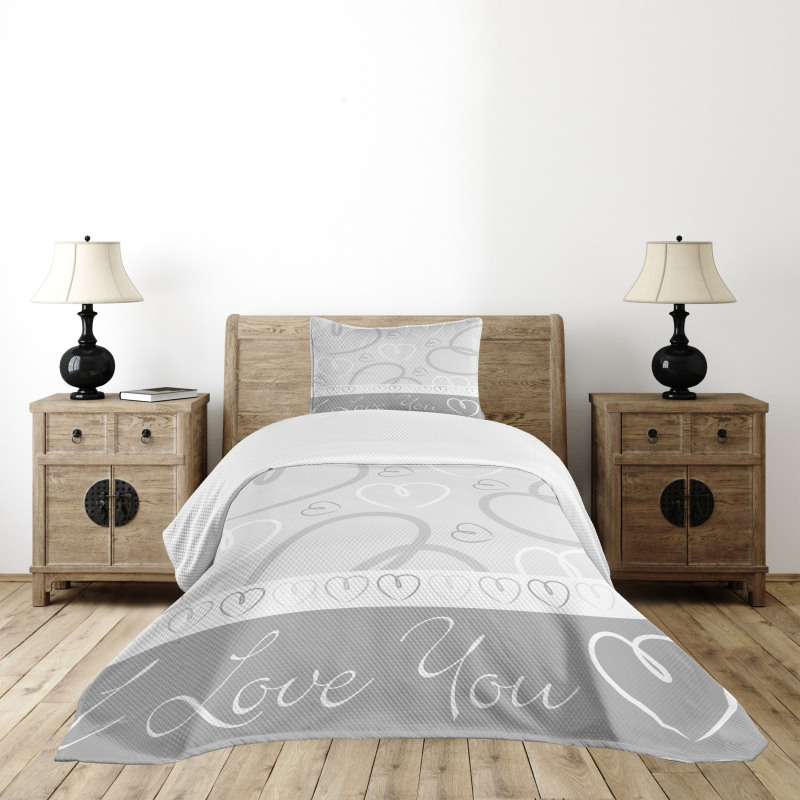 Doodle Hearts Love Bedspread Set