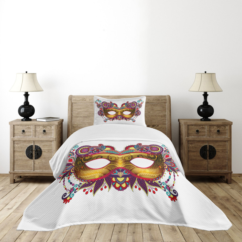 Ornate Yellow Mask Bedspread Set