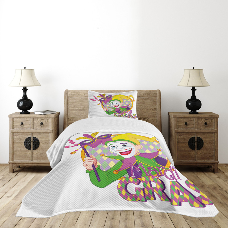 Cartoon Jester Mask Bedspread Set