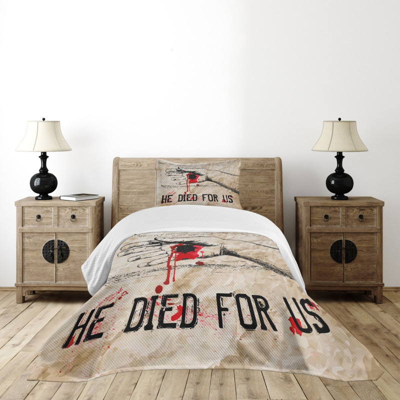 Bloody Hand Nailed Sketch Bedspread Set