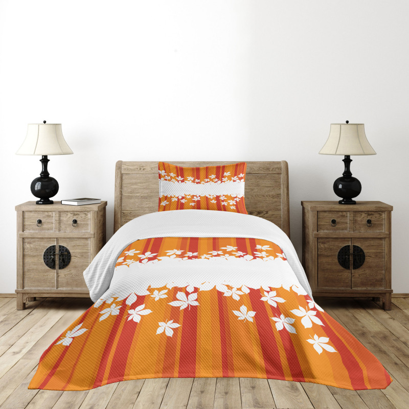 Autumnal Colors Stripes Bedspread Set