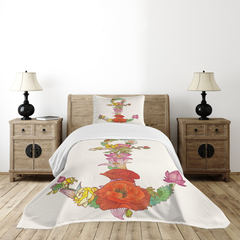 Spring Flowers Blooming Bedspread Set