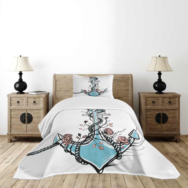 Romantic Design Anchor Bedspread Set