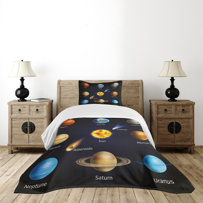 Space Objects Comet Bedspread Set