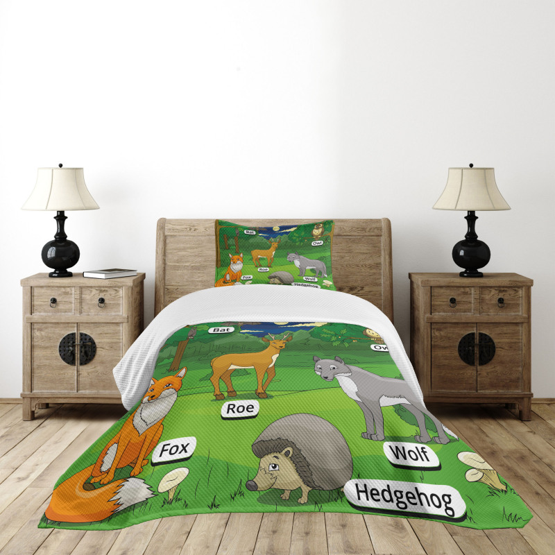 Cartoon Animals Bedspread Set