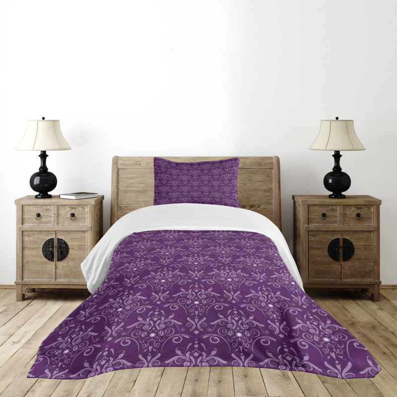 Damask Leaves Curls Bedspread Set