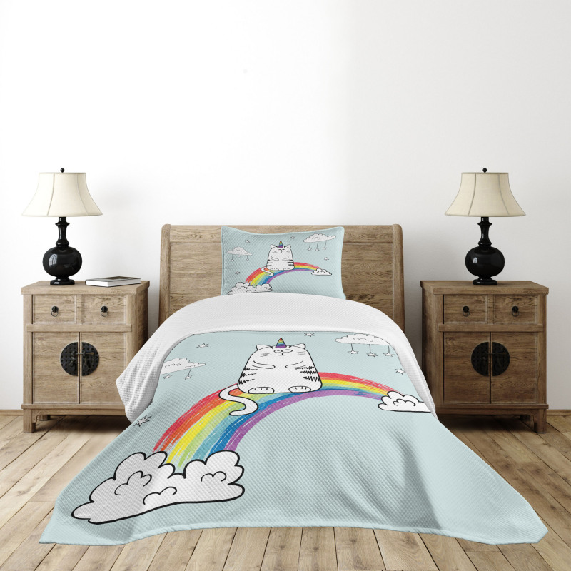 Rainbow Words Art Bedspread Set