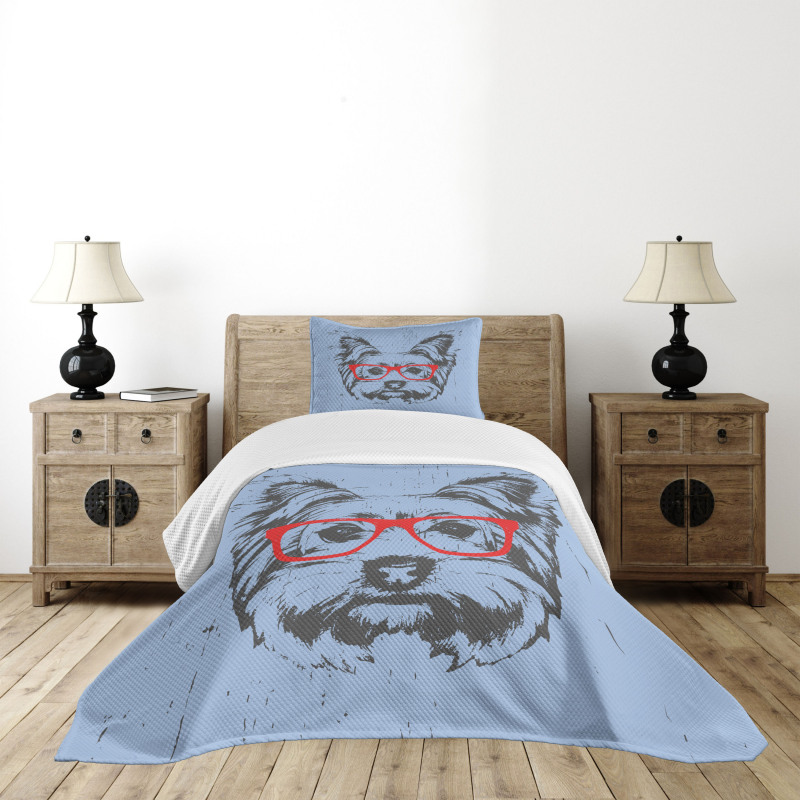 Fun Portrait Red Glasses Bedspread Set