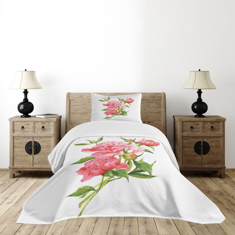 Pink Peonies Bouquet Bedspread Set