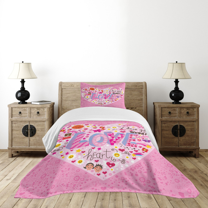 I Love You Sugar Heart Bedspread Set