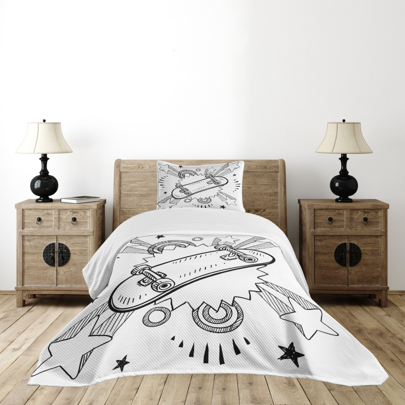 Skateboard Pop Art Style Bedspread Set