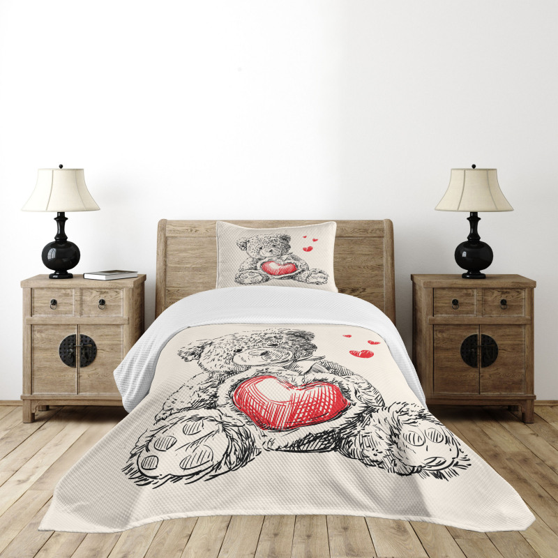 Detailed Teddy Bear Bedspread Set