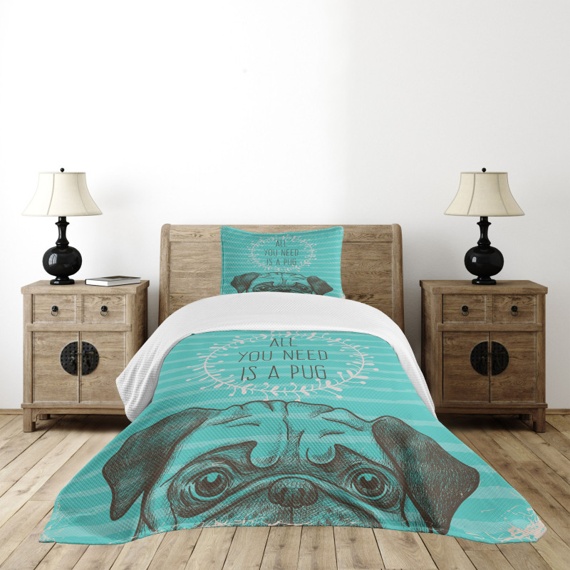 Fun Animal Dog Words Bedspread Set