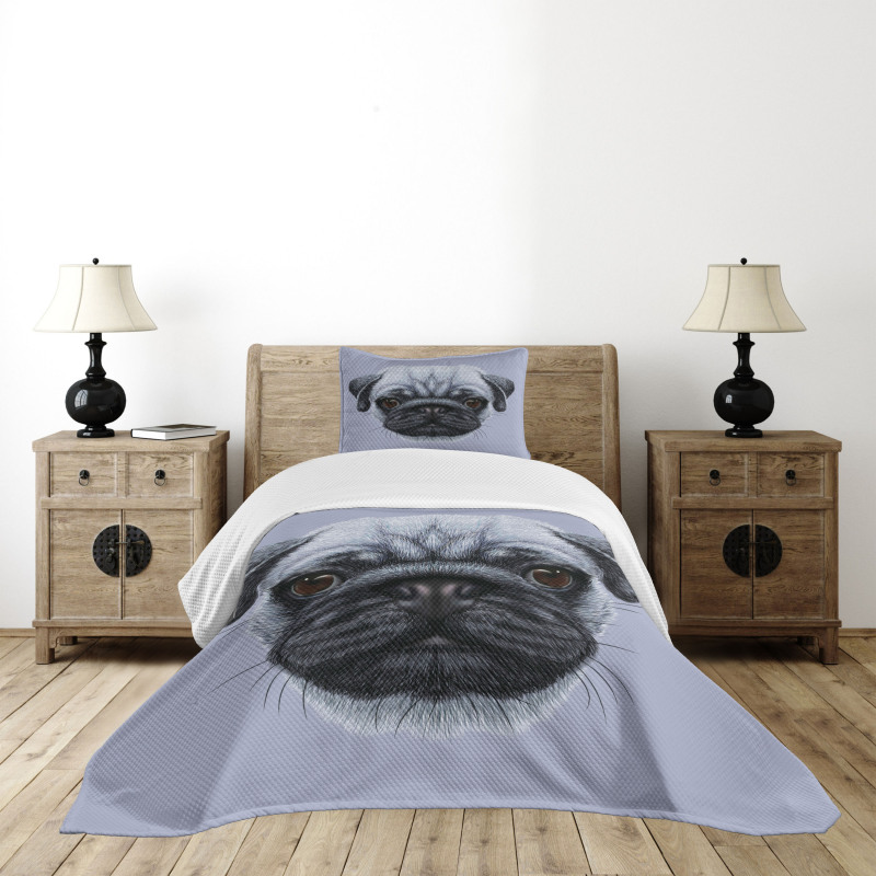 Young Puppy Giant Eyes Bedspread Set