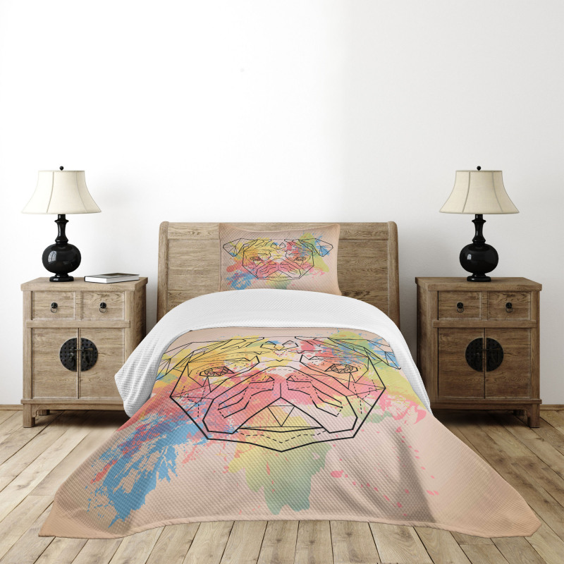 Vibrant Colored Line Art Bedspread Set