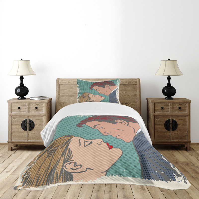 Lovers About to Kiss Art Bedspread Set