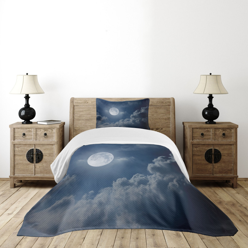 Night Skyline Full Moon Bedspread Set