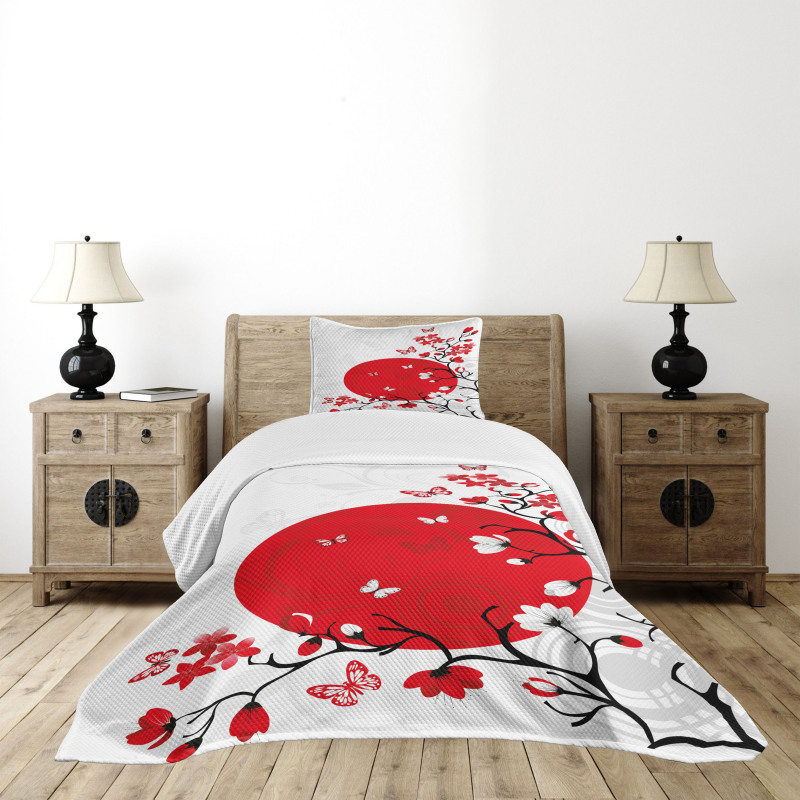 Cherry Sakura Trees Bedspread Set