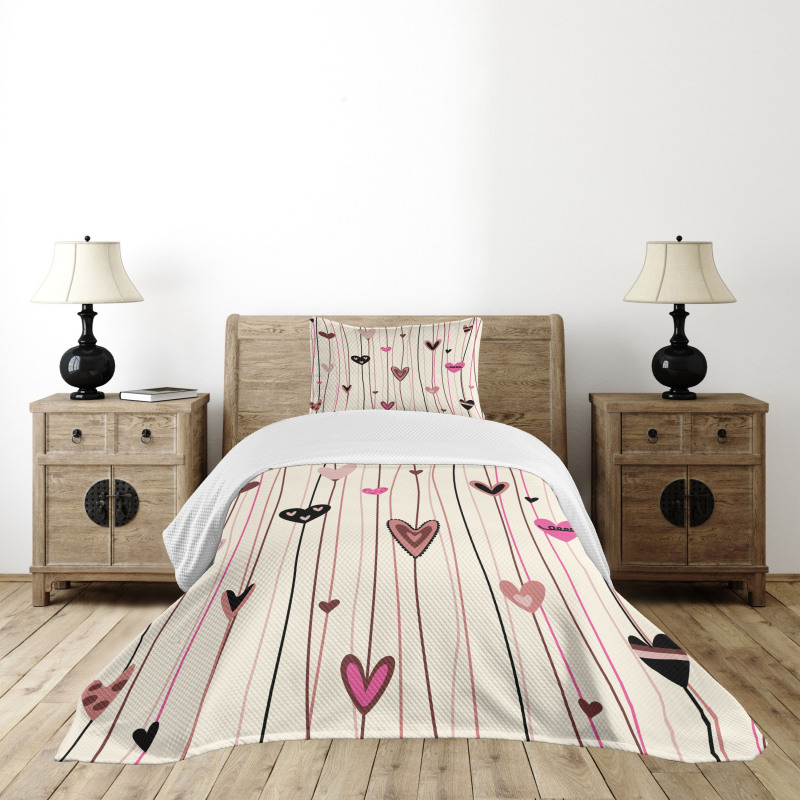 Heart Love Theme Bedspread Set