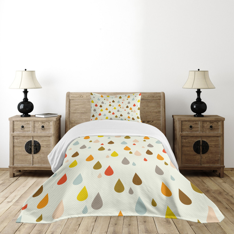 Retro Water Drops Rain Bedspread Set