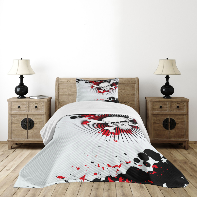 Skull Bones Grunge Bedspread Set