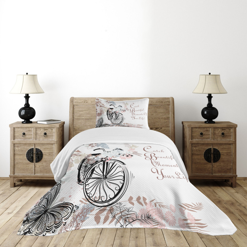 Soft Color Palette Bike Bedspread Set