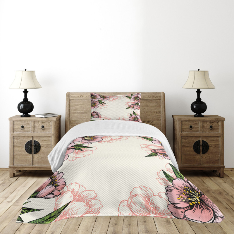 Botanical Spring Flowers Bedspread Set