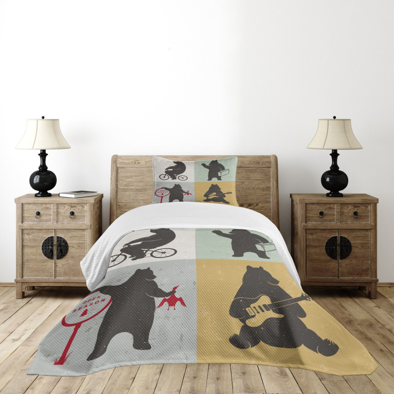 Funny Frames Drawing Style Bedspread Set