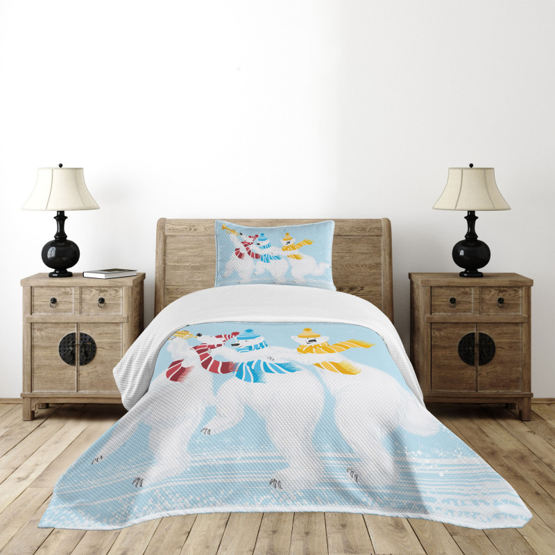 Xmas at North Pole Funny Bedspread Set