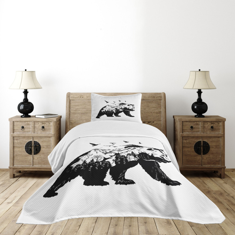 Wildlife Mammal Silhouette Bedspread Set