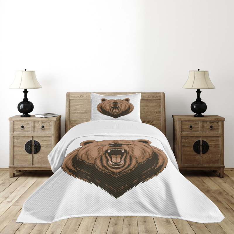 Angry Scary Face Mascot Bedspread Set