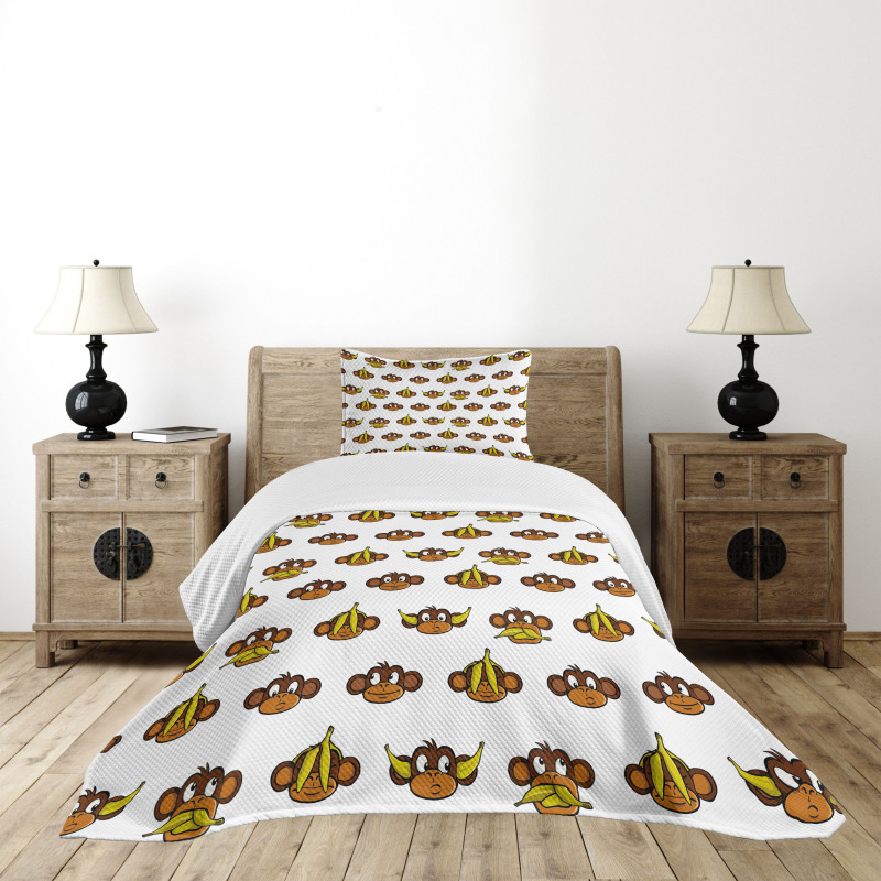 Funny Monkeys Bananas Bedspread Set