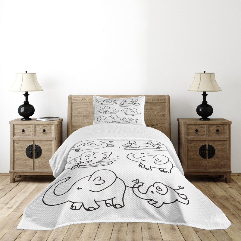 Monochrome Doodle Bedspread Set