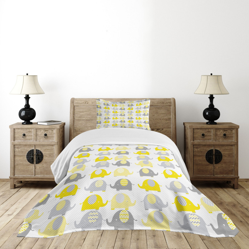 Cartoon Elephants Set Bedspread Set